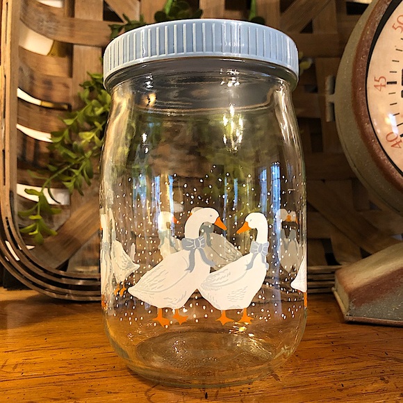 Vtg Blue Bow Goose Duck Storage Jar Blue Canister Screw Lid | Made in France - Picture 6 of 8